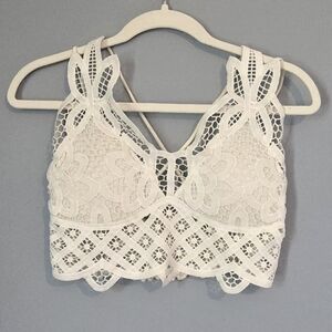 White Lace Cropped Top